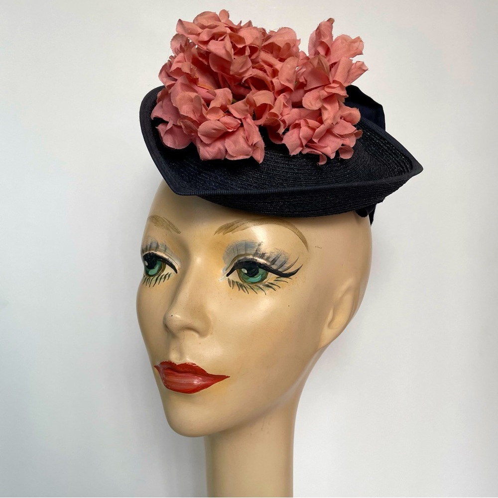 Vintage 1930s Straw Perch Tilt Hat Fascinator